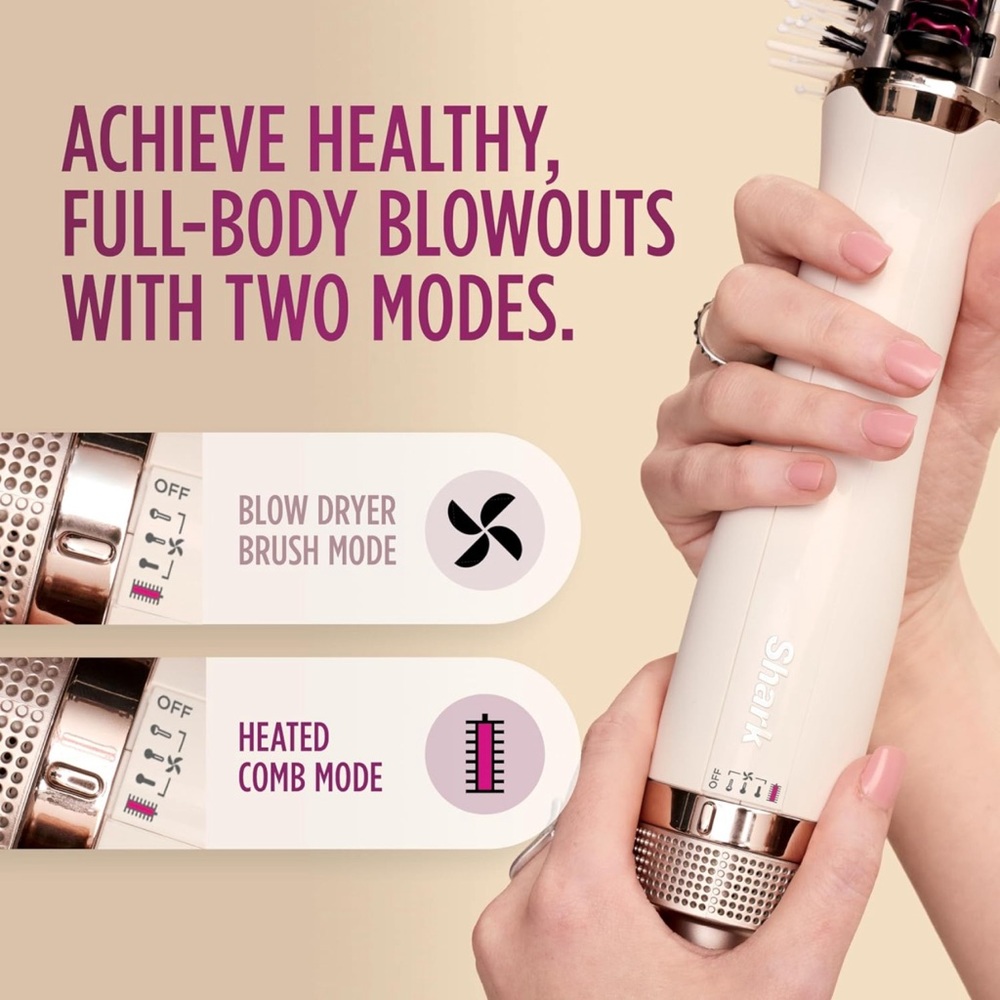 Shark HT202 SmoothStyle Heated Comb + Blow Dryer Brush, Dual Mode, for All Hair